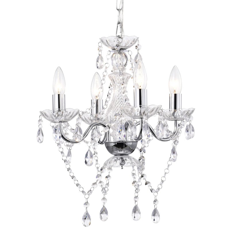 LaLuLa Chrome Chandelier Modern Mini Acrylic Crystal Chandelier Lighting 4 Light Candle Style Chandeliers for Dining Room - Image 1